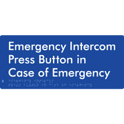 Braille Sign Emergency Intercom Press Button - Braille Tactile Signs Aust. - BTS369-blu - Custom Signs - Fast Shipping - High Quality - Australian Made &amp; Owned
