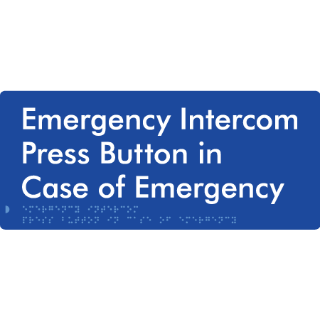 Braille Sign Emergency Intercom Press Button - Braille Tactile Signs Aust. - BTS369-blu - Custom Signs - Fast Shipping - High Quality - Australian Made &amp; Owned
