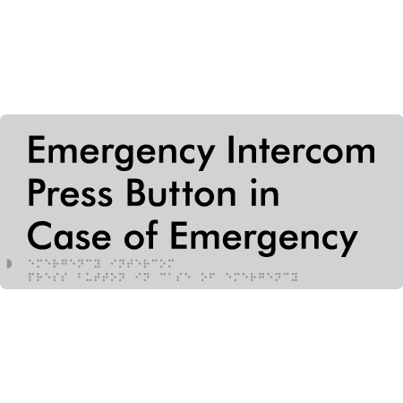 Braille Sign Emergency Intercom Press Button - Braille Tactile Signs Aust. - BTS369-slv - Custom Signs - Fast Shipping - High Quality - Australian Made &amp; Owned