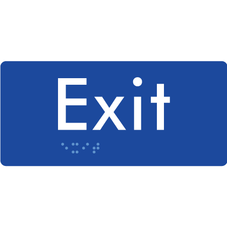 Braille Sign Exit - Braille Tactile Signs Aust. - BTS21-blu - Custom Signs - Fast Shipping - High Quality - Australian Made &amp; Owned
