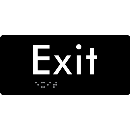 Braille Sign Exit - Braille Tactile Signs Aust. - BTS21-blk - Custom Signs - Fast Shipping - High Quality - Australian Made &amp; Owned