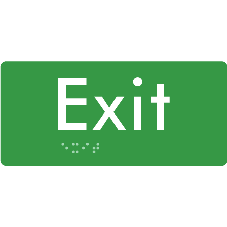 Braille Sign Exit - Braille Tactile Signs Aust. - BTS21-grn - Custom Signs - Fast Shipping - High Quality - Australian Made &amp; Owned