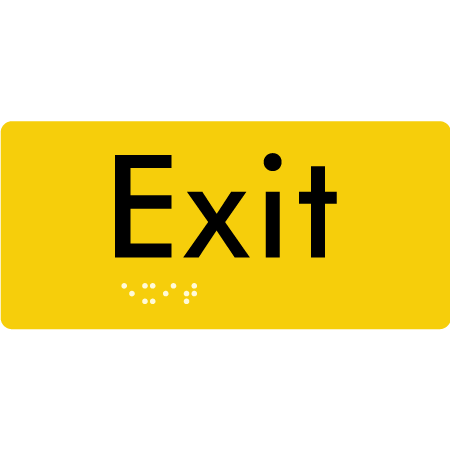 Braille Sign Exit - Braille Tactile Signs Aust. - BTS21-yel - Custom Signs - Fast Shipping - High Quality - Australian Made &amp; Owned