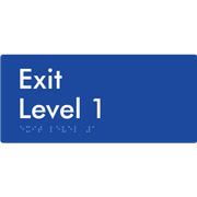 Braille Sign Exit Level 1 - Braille Tactile Signs Aust. - BTS270-01-blu - Custom Signs - Fast Shipping - High Quality - Australian Made &amp; Owned