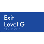 Braille Sign Exit Level G - Braille Tactile Signs Aust. - BTS270-G-blu - Custom Signs - Fast Shipping - High Quality - Australian Made &amp; Owned