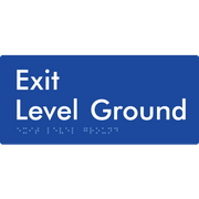 Braille Sign Exit Level Ground - Braille Tactile Signs Aust. - BTS270-Gr-blu - Custom Signs - Fast Shipping - High Quality - Australian Made &amp; Owned