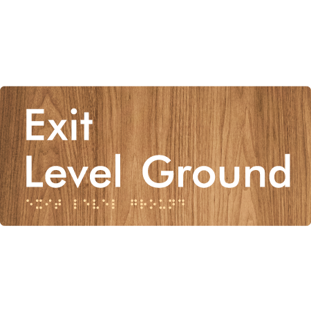 Braille Sign Exit Level Ground - Braille Tactile Signs Aust. - BTS270-Gr-wdg - Custom Signs - Fast Shipping - High Quality - Australian Made &amp; Owned