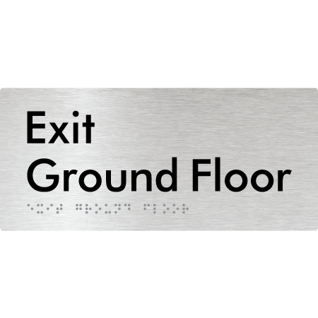 Braille Sign Exit Level Ground Floor - Braille Tactile Signs Aust. - BTS270-GF-aliB - Custom Signs - Fast Shipping - High Quality - Australian Made &amp; Owned