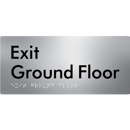 Braille Sign Exit Level Ground Floor - Braille Tactile Signs Aust. - BTS270-GF-aliS - Custom Signs - Fast Shipping - High Quality - Australian Made &amp; Owned