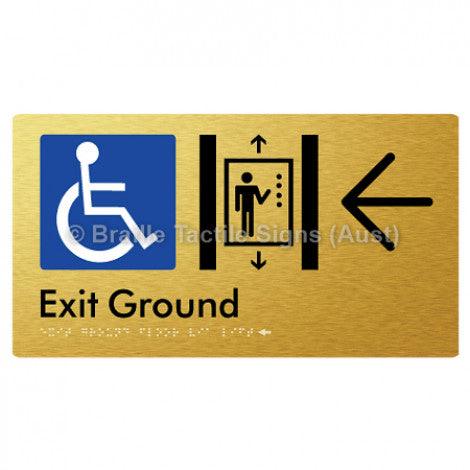 Braille Sign Exit Level Ground Via Lift w/ Large Arrow - Braille Tactile Signs (Aust) - BTS271-GF->L-aliG - Fully Custom Signs - Fast Shipping - High Quality - Australian Made &amp; Owned