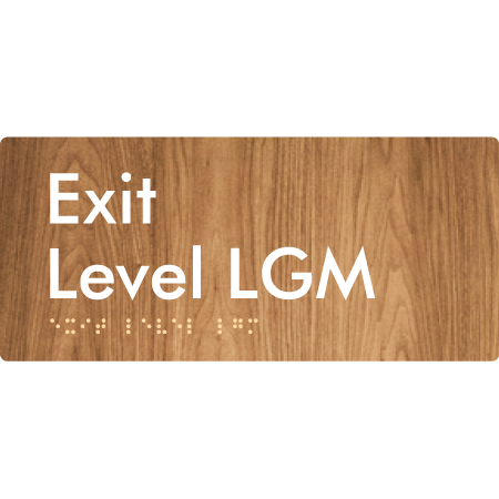 Braille Sign Exit Level LGM - Braille Tactile Signs Aust. - BTS270-LGM-wdg - Custom Signs - Fast Shipping - High Quality - Australian Made &amp; Owned