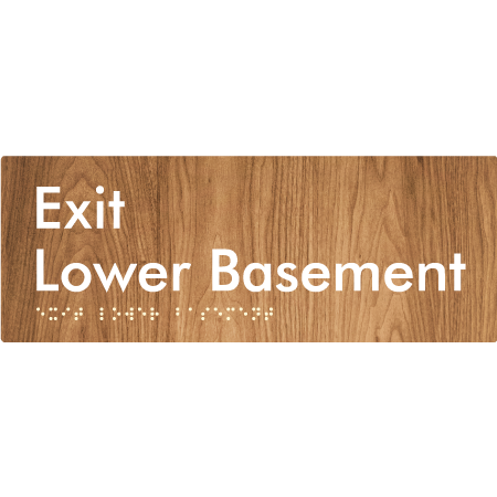 Braille Sign Exit Level Lower Basement - Braille Tactile Signs Aust. - BTS270-LBM-wdg - Custom Signs - Fast Shipping - High Quality - Australian Made &amp; Owned