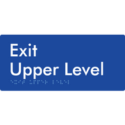 Braille Sign Exit Level Upper Level - Braille Tactile Signs Aust. - BTS270-UL-blu - Custom Signs - Fast Shipping - High Quality - Australian Made &amp; Owned