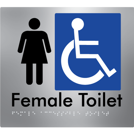 Braille Sign Female Accessible Toilet - Braille Tactile Signs Aust. - BTS05n-aliS - Custom Signs - Fast Shipping - High Quality - Australian Made &amp; Owned