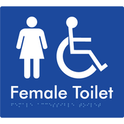 Braille Sign Female Accessible Toilet - Braille Tactile Signs Aust. - BTS05n-blu - Custom Signs - Fast Shipping - High Quality - Australian Made &amp; Owned
