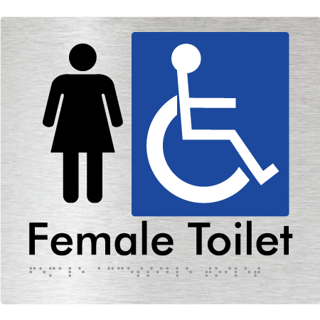 Braille Sign Female Accessible Toilet - Braille Tactile Signs Aust. - BTS05n-aliB - Custom Signs - Fast Shipping - High Quality - Australian Made &amp; Owned