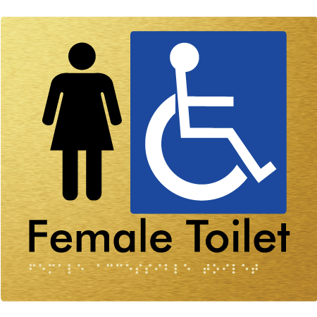 Braille Sign Female Accessible Toilet - Braille Tactile Signs Aust. - BTS05n-aliG - Custom Signs - Fast Shipping - High Quality - Australian Made &amp; Owned