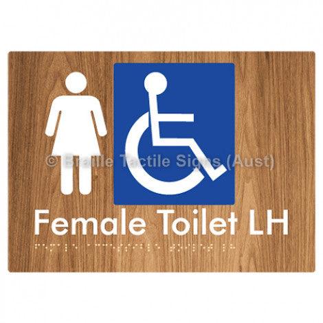 Female Accessible Toilet LH - Braille Tactile Signs (Aust) - BTS05LHn-wdg - Fully Custom Signs - Fast Shipping - High Quality