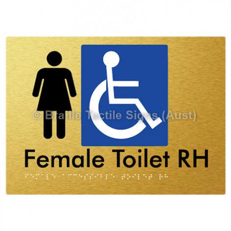 Female Accessible Toilet RH - Braille Tactile Signs (Aust) - BTS05RHn-aliG - Fully Custom Signs - Fast Shipping - High Quality
