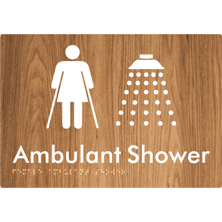 Braille Sign Female Ambulant Shower - Braille Tactile Signs Aust. - BTS233-wdg - Custom Signs - Fast Shipping - High Quality - Australian Made &amp; Owned