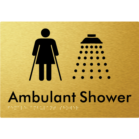 Braille Sign Female Ambulant Shower - Braille Tactile Signs Aust. - BTS233-aliG - Custom Signs - Fast Shipping - High Quality - Australian Made &amp; Owned