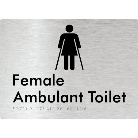Braille Sign Female Ambulant Toilet - Braille Tactile Signs Aust. - BTS222n-aliB - Custom Signs - Fast Shipping - High Quality - Australian Made &amp; Owned