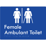 Braille Sign Female Ambulant Toilet with Air Lock - Braille Tactile Signs Aust. - BTS395-AL-blu - Custom Signs - Fast Shipping - High Quality - Australian Made &amp; Owned
