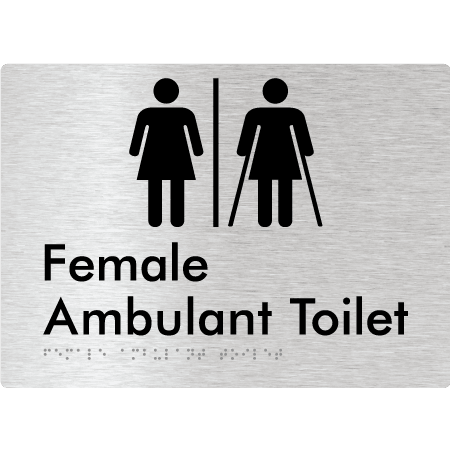 Braille Sign Female Ambulant Toilet with Air Lock - Braille Tactile Signs Aust. - BTS395-AL-aliB - Custom Signs - Fast Shipping - High Quality - Australian Made &amp; Owned