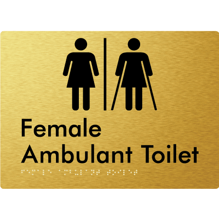 Braille Sign Female Ambulant Toilet with Air Lock - Braille Tactile Signs Aust. - BTS395-AL-aliG - Custom Signs - Fast Shipping - High Quality - Australian Made &amp; Owned