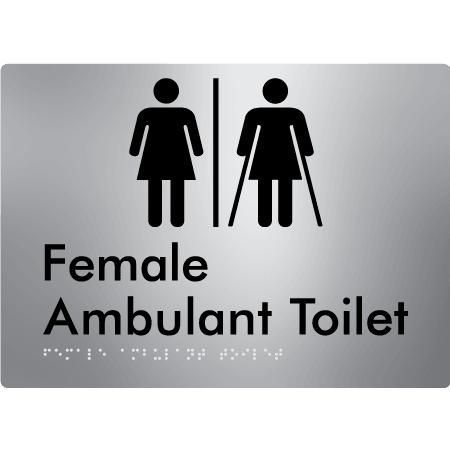 Braille Sign Female Ambulant Toilet with Air Lock - Braille Tactile Signs Aust. - BTS395-AL-aliS - Custom Signs - Fast Shipping - High Quality - Australian Made &amp; Owned