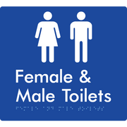 Braille Sign Female & Male Toilets - Braille Tactile Signs Aust. - BTS431-blu - Custom Signs - Fast Shipping - High Quality - Australian Made &amp; Owned