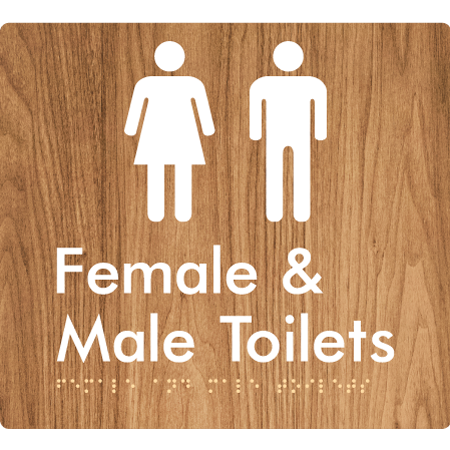 Braille Sign Female & Male Toilets - Braille Tactile Signs Aust. - BTS431-wdg - Custom Signs - Fast Shipping - High Quality - Australian Made &amp; Owned