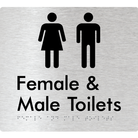 Braille Sign Female & Male Toilets - Braille Tactile Signs Aust. - BTS431-aliB - Custom Signs - Fast Shipping - High Quality - Australian Made &amp; Owned