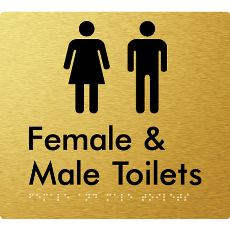 Braille Sign Female & Male Toilets - Braille Tactile Signs Aust. - BTS431-aliG - Custom Signs - Fast Shipping - High Quality - Australian Made &amp; Owned