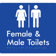 Braille Sign Female & Male Toilets with Air Lock - Braille Tactile Signs Aust. - BTS431-AL-blu - Custom Signs - Fast Shipping - High Quality - Australian Made &amp; Owned