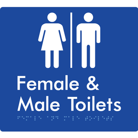 Braille Sign Female & Male Toilets with Air Lock - Braille Tactile Signs Aust. - BTS431-AL-blu - Custom Signs - Fast Shipping - High Quality - Australian Made &amp; Owned