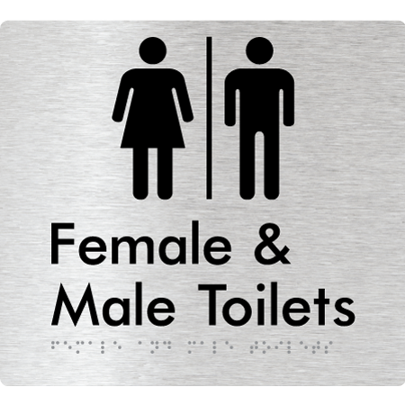 Braille Sign Female & Male Toilets with Air Lock - Braille Tactile Signs Aust. - BTS431-AL-aliB - Custom Signs - Fast Shipping - High Quality - Australian Made &amp; Owned