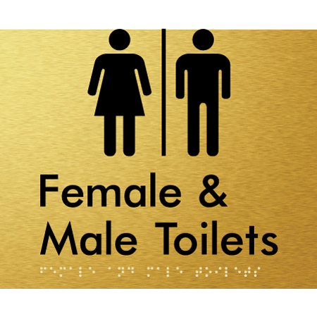 Braille Sign Female & Male Toilets with Air Lock - Braille Tactile Signs Aust. - BTS431-AL-aliG - Custom Signs - Fast Shipping - High Quality - Australian Made &amp; Owned