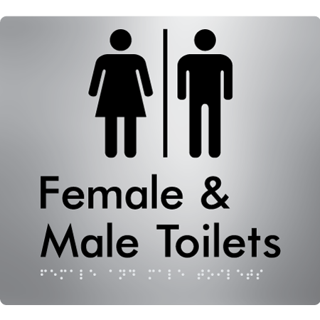 Braille Sign Female & Male Toilets with Air Lock - Braille Tactile Signs Aust. - BTS431-AL-aliS - Custom Signs - Fast Shipping - High Quality - Australian Made &amp; Owned