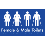 Braille Sign Female & Male Toilets with Ambulant Cubicles and Airlock - Braille Tactile Signs Aust. - BTS432-AL-blu - Custom Signs - Fast Shipping - High Quality - Australian Made &amp; Owned