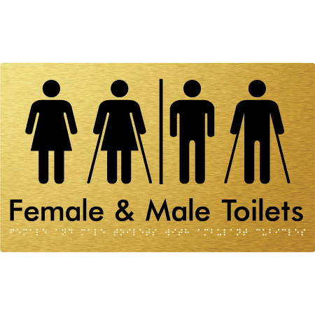 Braille Sign Female & Male Toilets with Ambulant Cubicles and Airlock - Braille Tactile Signs Aust. - BTS432-AL-aliG - Custom Signs - Fast Shipping - High Quality - Australian Made &amp; Owned