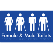 Braille Sign Female & Male Toilets with Ambulant Cubicles - Braille Tactile Signs Aust. - BTS432-blu - Custom Signs - Fast Shipping - High Quality - Australian Made &amp; Owned