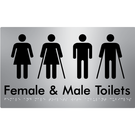 Braille Sign Female & Male Toilets with Ambulant Cubicles - Braille Tactile Signs Aust. - BTS432-aliS - Custom Signs - Fast Shipping - High Quality - Australian Made &amp; Owned