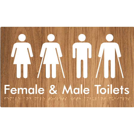 Braille Sign Female & Male Toilets with Ambulant Cubicles - Braille Tactile Signs Aust. - BTS432-wdg - Custom Signs - Fast Shipping - High Quality - Australian Made &amp; Owned