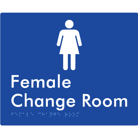 Braille Sign Female Change Room - Braille Tactile Signs Aust. - BTS09n-blu - Custom Signs - Fast Shipping - High Quality - Australian Made &amp; Owned