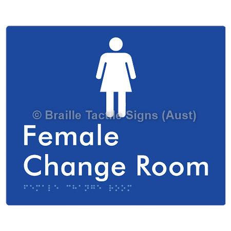 Female Change Room - Braille Tactile Signs (Aust) - BTS09n-blu - Fully Custom Signs - Fast Shipping - High Quality
