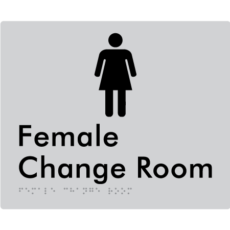 Braille Sign Female Change Room - Braille Tactile Signs Aust. - BTS09n-slv - Custom Signs - Fast Shipping - High Quality - Australian Made &amp; Owned