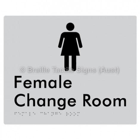 Female Change Room - Braille Tactile Signs (Aust) - BTS09n-slv - Fully Custom Signs - Fast Shipping - High Quality