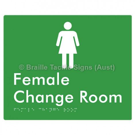Female Change Room - Braille Tactile Signs (Aust) - BTS09n-grn - Fully Custom Signs - Fast Shipping - High Quality
