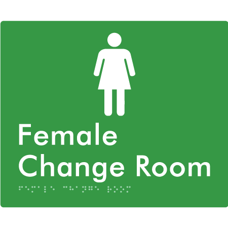 Braille Sign Female Change Room - Braille Tactile Signs Aust. - BTS09n-grn - Custom Signs - Fast Shipping - High Quality - Australian Made &amp; Owned